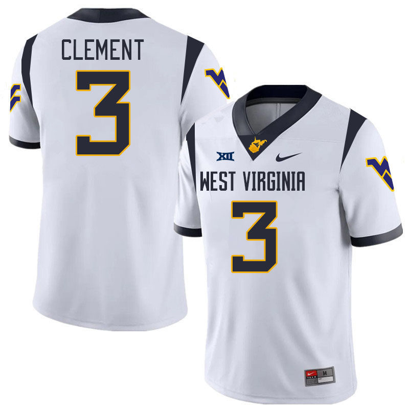 Men #3 Hudson Clement West Virginia Mountaineers College 2024 New Uniforms Football Jerseys Stitched